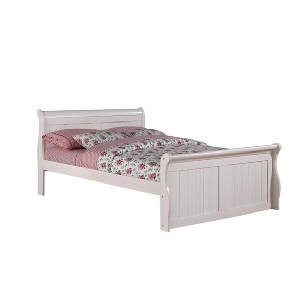 Pivot Direct Full Sleigh Bed with Slat-Kits Mattress Ready - White PD_325FW - main
